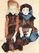 Egon Schiele Zwei Kleines Madchen Spain oil painting reproduction